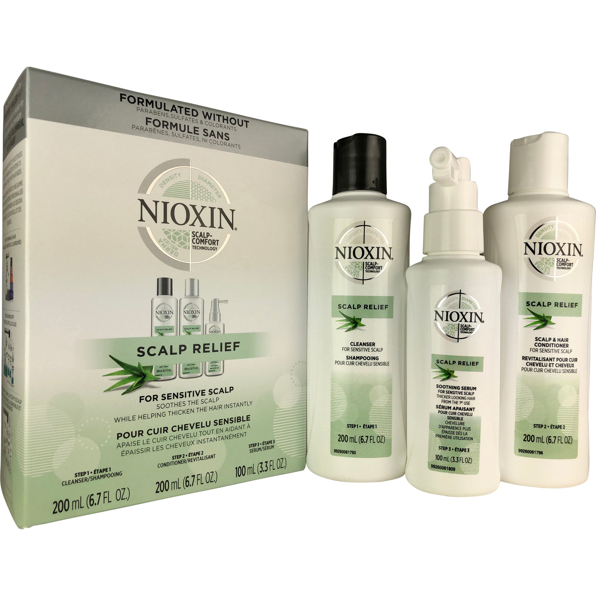 Nioxin Scalp Relief System 3 Pc. Kit (Cleanser, Scalp & Hair Conditioner, Soothing Serum)