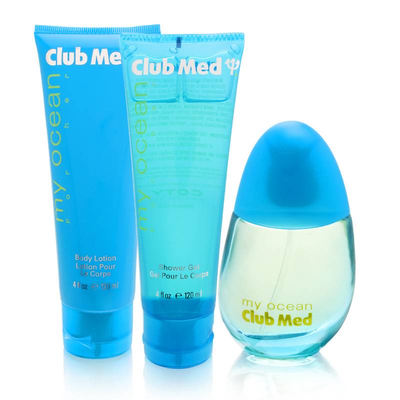 Club Med My Ocean by Coty for Women 3 Piece Set Includes: 1.0 oz Eau de Toilette Spray + 4.0 oz Body Lotion + 4.0 oz Shower Gel