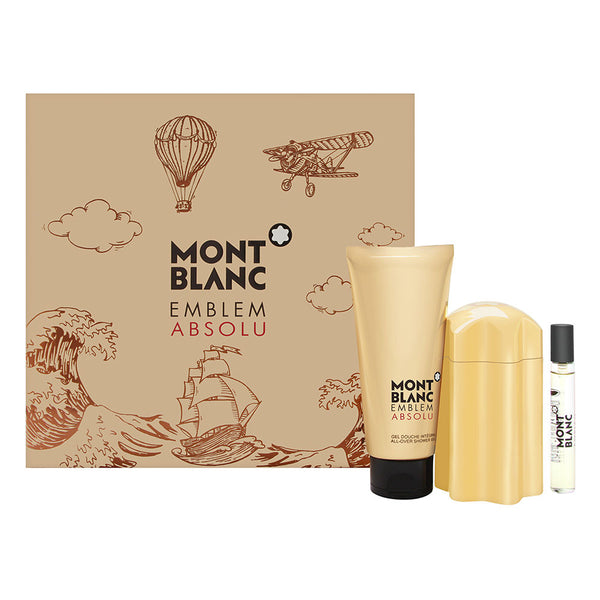 Montblanc Emblem Absolu for Men 3 Piece Set Includes: 3.3 oz Eau de Toilette Spray + 0.25 oz Eau de Toilette Spray + 3.3 oz Shower Gel