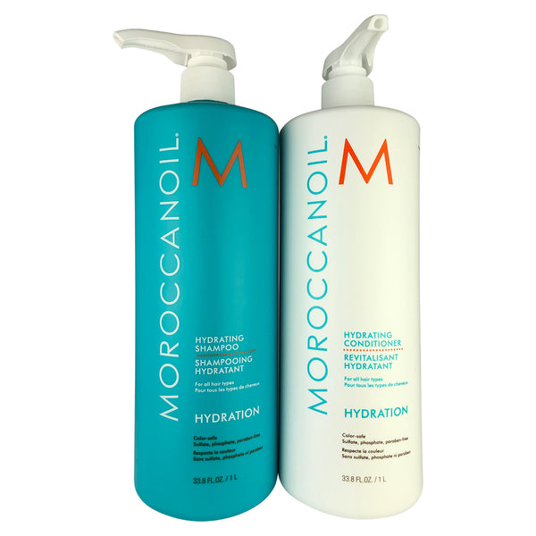 Moroccanoil Hydrating Shampoo & Conditioner Duo For All Hair Types Color Safe, Sulfate, phosphate Paraben-Free 33.8 oz ea