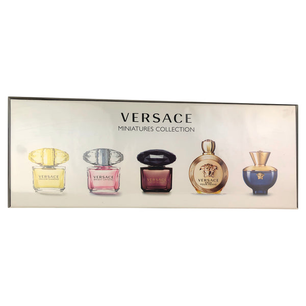 Versace 5 Pc. Perfume Miniature Collection Set For Women .17 oz each EDP Eros Pour Femme EDP Crystal Noir EDT Bright Crystal EDT Yellow Diamond EDT