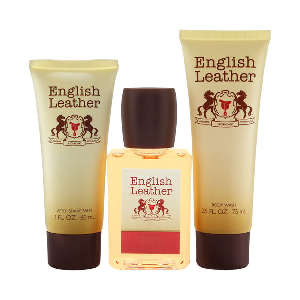 English Leather for Men 3 Piece Set Includes: 3.4 oz Body Splash + 2.0 oz After Shave Balm + 2.5 oz Body Wash