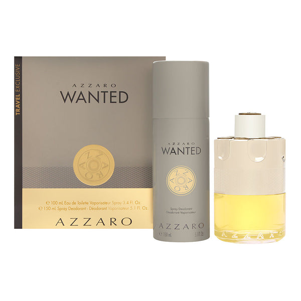 Azzaro Wanted by Loris Azzaro for Men 2 Piece Set Includes: 3.4 oz Eau de Toilette Spray + 5.1 oz Deodorant Spray
