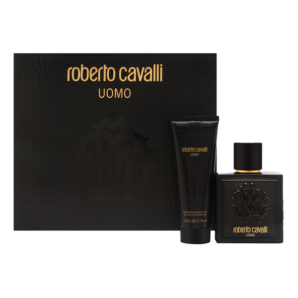Roberto Cavalli Uomo 2 Piece Set Includes: 3.4 oz Eau de Toilette Spray + 2.5 oz Shower Gel
