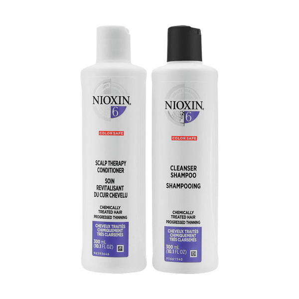 Nioxin System 6 Duo Cleanser Shampoo + Scalp Therapy Conditioner - Chemically Treated Hair | Progressed Thinning | Color Safe 2 x 10.1oz