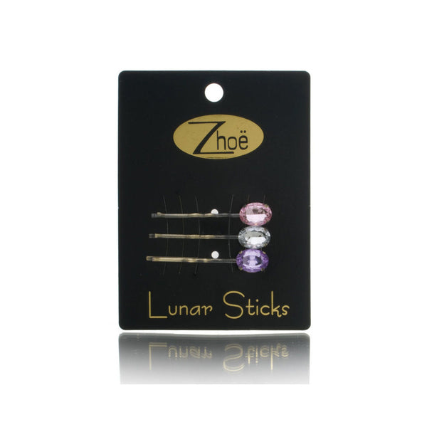 Zhoe Lunar Sticks Hair Pins Model No. 24101 - Pink, Clear & Purple