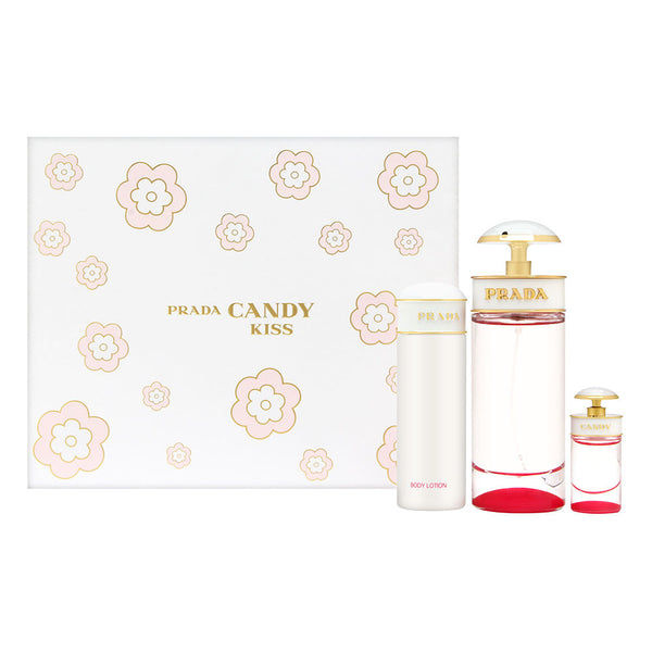 Prada Candy Kiss by Prada for Women 3 Piece Set Includes: 2.7 oz Eau de Parfum Spray + 0.24 oz Eau de Parfum Miniature + 2.5 oz Body Lotion