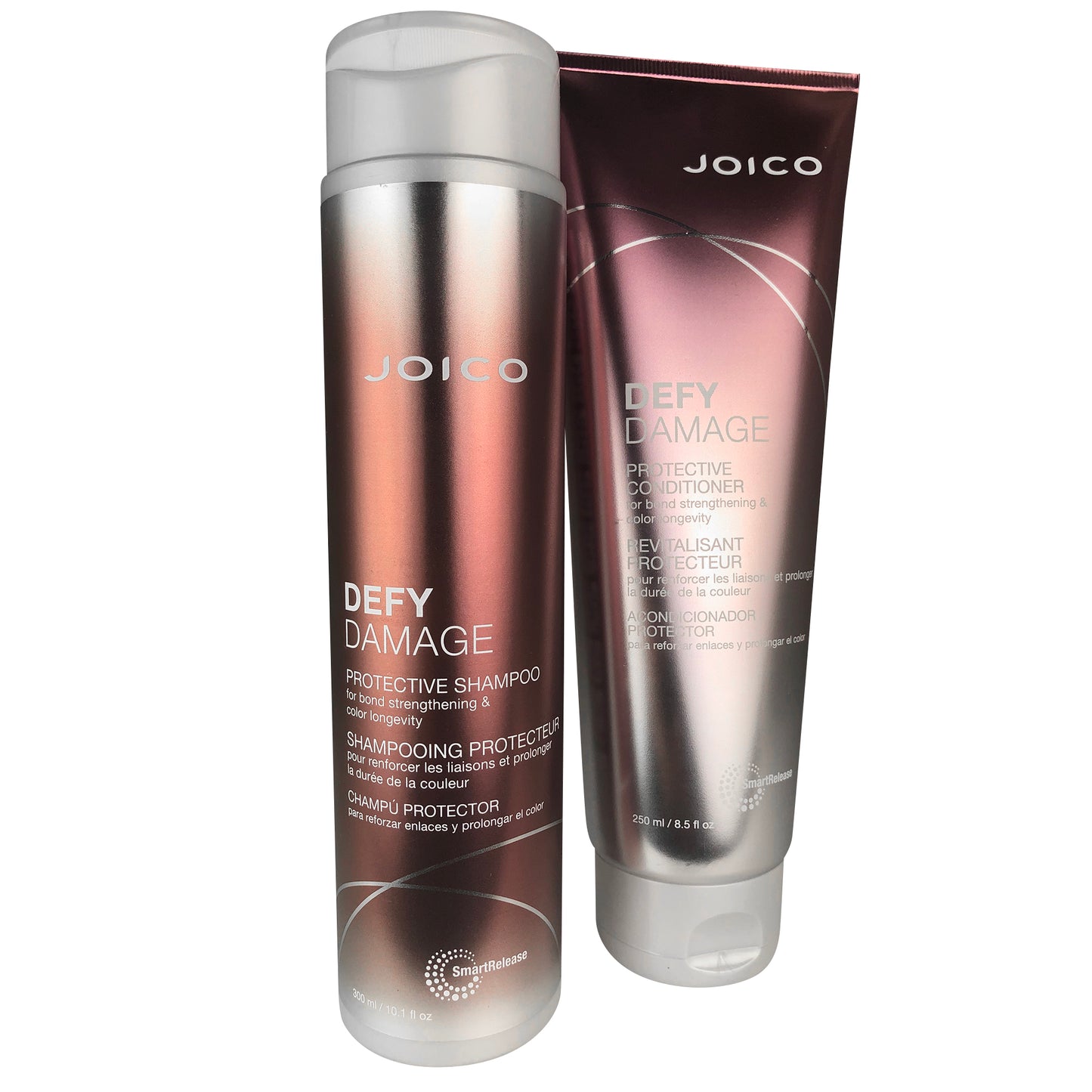 Joico Defy Damage 4 piece Set of Protective Shampoo 10.1 oz Conditioner 8.5 oz UV Protective Shield 1.7 oz Protective Hair Mask 1.7 oz for Color Longevity