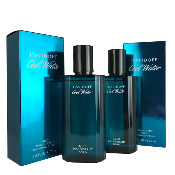 Cool Water For Men By Davidoff 2.5 oz Mild Deodorant Spray Set of Two