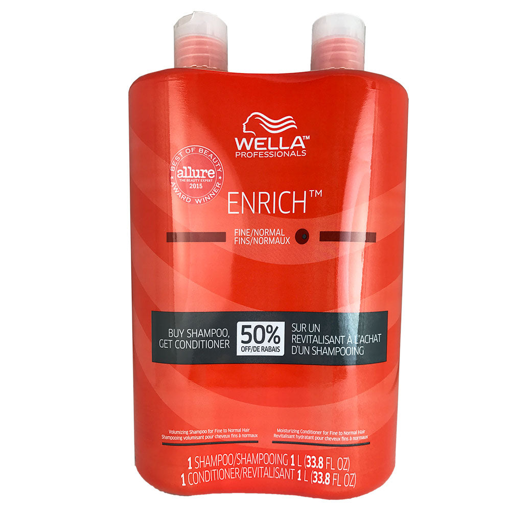 Wella Enrich Shampoo and Conditioner Duo 33.8 oz Each Fine to Normal Hair