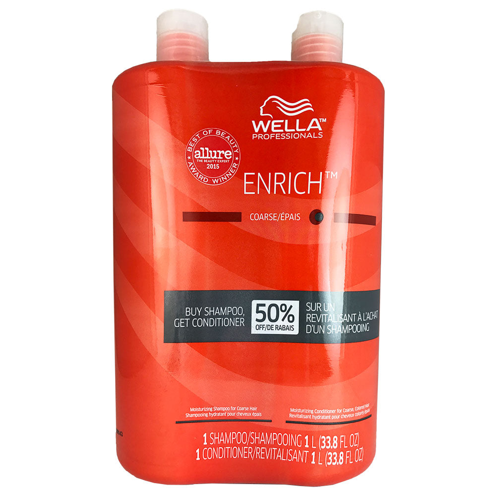 Wella Enrich Shampoo and Conditioner Duo 33.8 oz Each For Coarse Hair