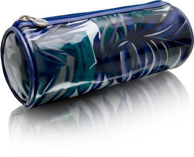 Cris Notti Blue Bamboo Cylinder Cosmetic Bag