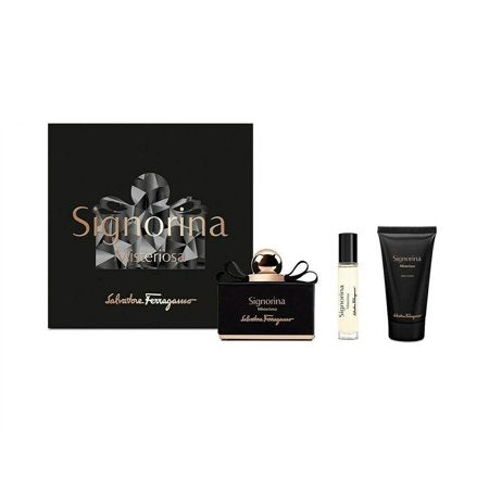 Signorina Misteriosa by Salvatore Ferragamo for Women 3 Piece Set Includes: 3.4 oz Eau de Parfum Spray + 1.7 oz Body Lotion + 0.17 oz Eau de Parfum