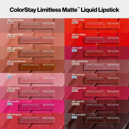 Picture of Revlon ColorStay Limitless Matte Liquid Lipstick, 24HR Wear, 001 Beauty Sleep, 0.17 fl oz